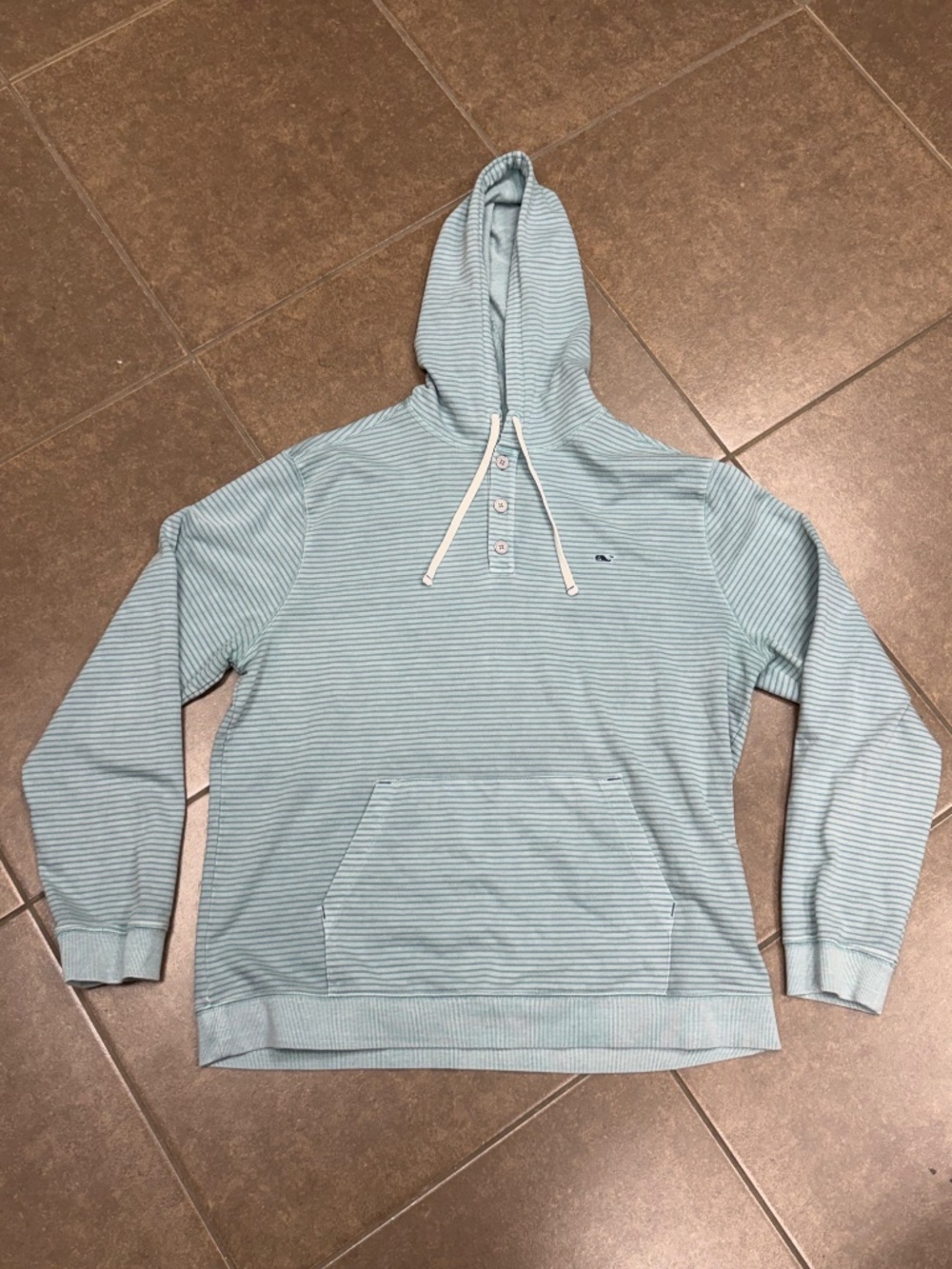 Vineyard Vines Light Green Striped Hooded Pullover - XL